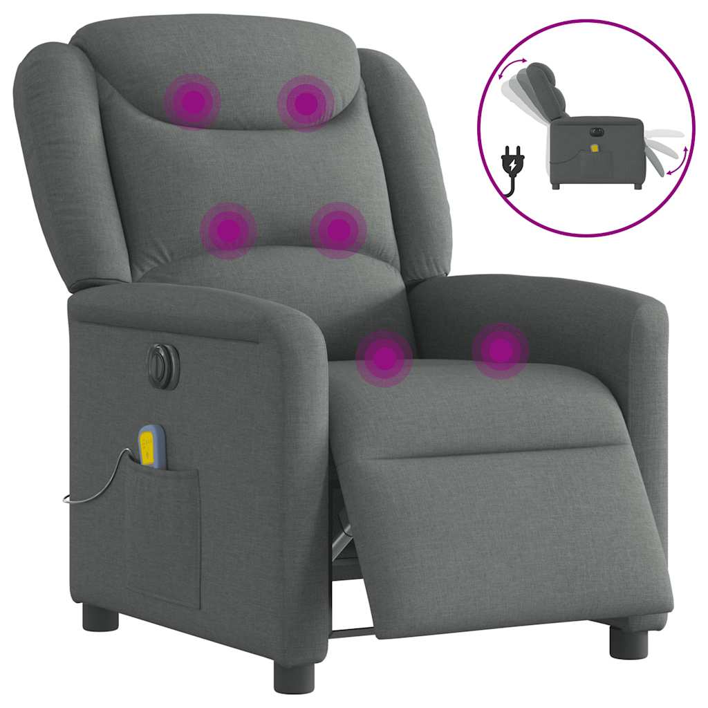 Massagestoel elektrisch verstelbaar stof donkergrijs is nu te koop bij PeponiXL, paradijselijk wonen!