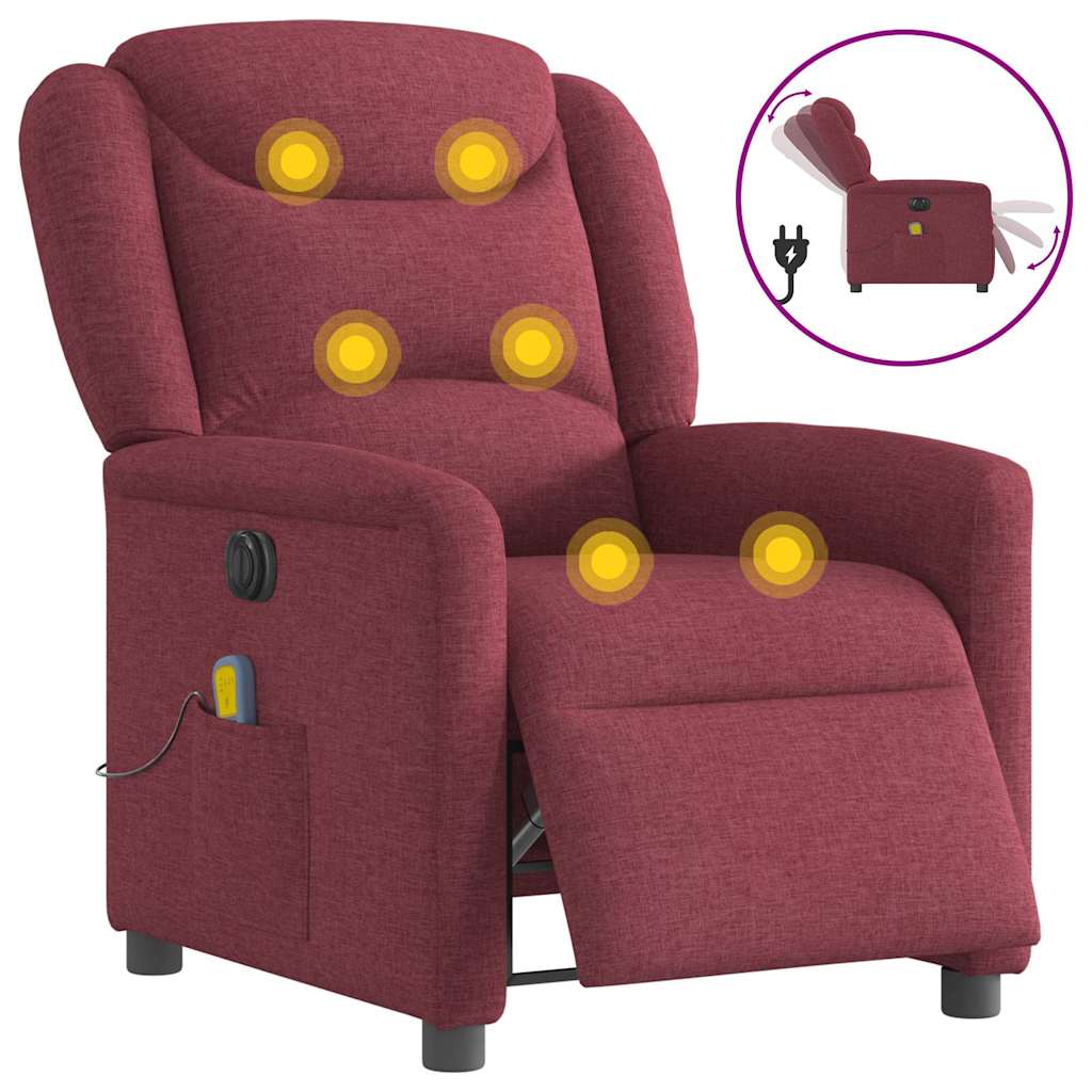 Massagestoel elektrisch verstelbaar stof wijnrood is nu te koop bij PeponiXL, paradijselijk wonen!