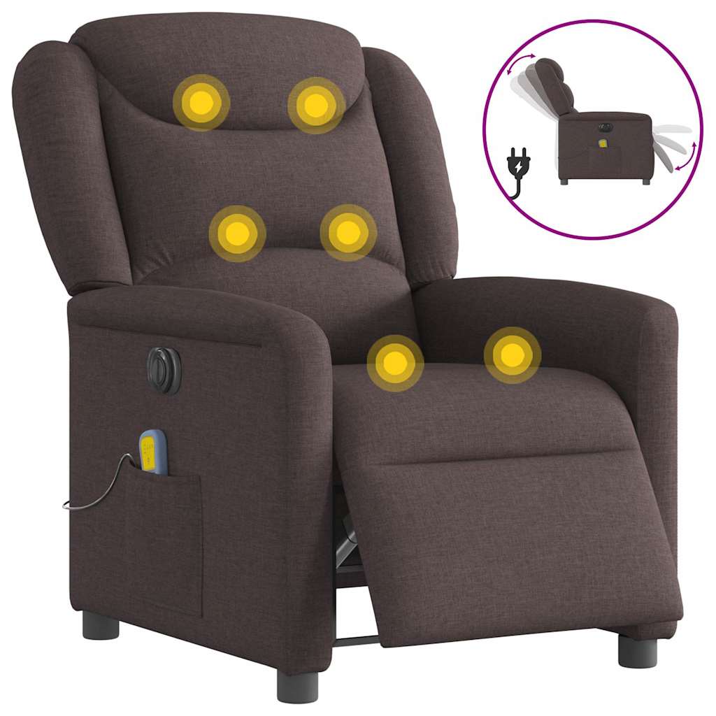 Massagestoel elektrisch verstelbaar stof donkerbruin is nu te koop bij PeponiXL, paradijselijk wonen!