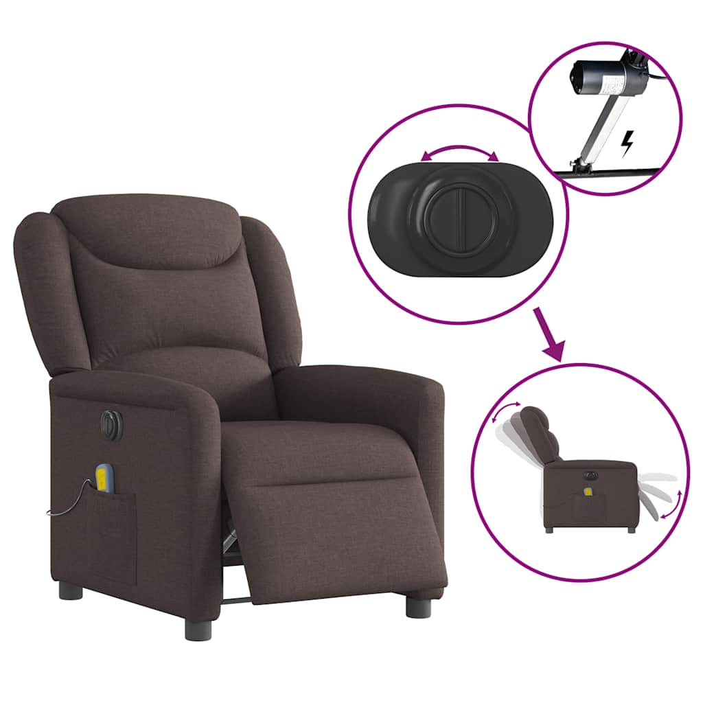 Massagestoel elektrisch verstelbaar stof donkerbruin is nu te koop bij PeponiXL, paradijselijk wonen!