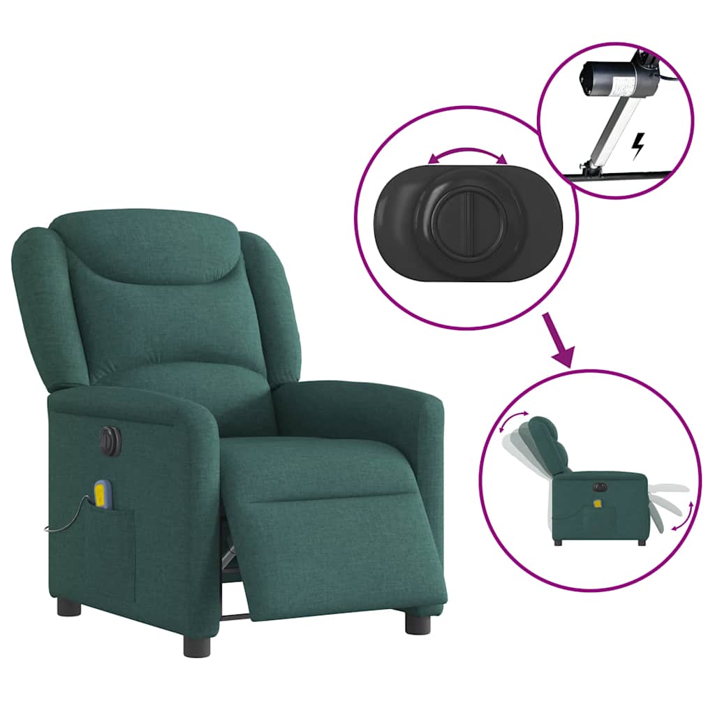 Massagestoel elektrisch verstelbaar stof donkergroen is nu te koop bij PeponiXL, paradijselijk wonen!