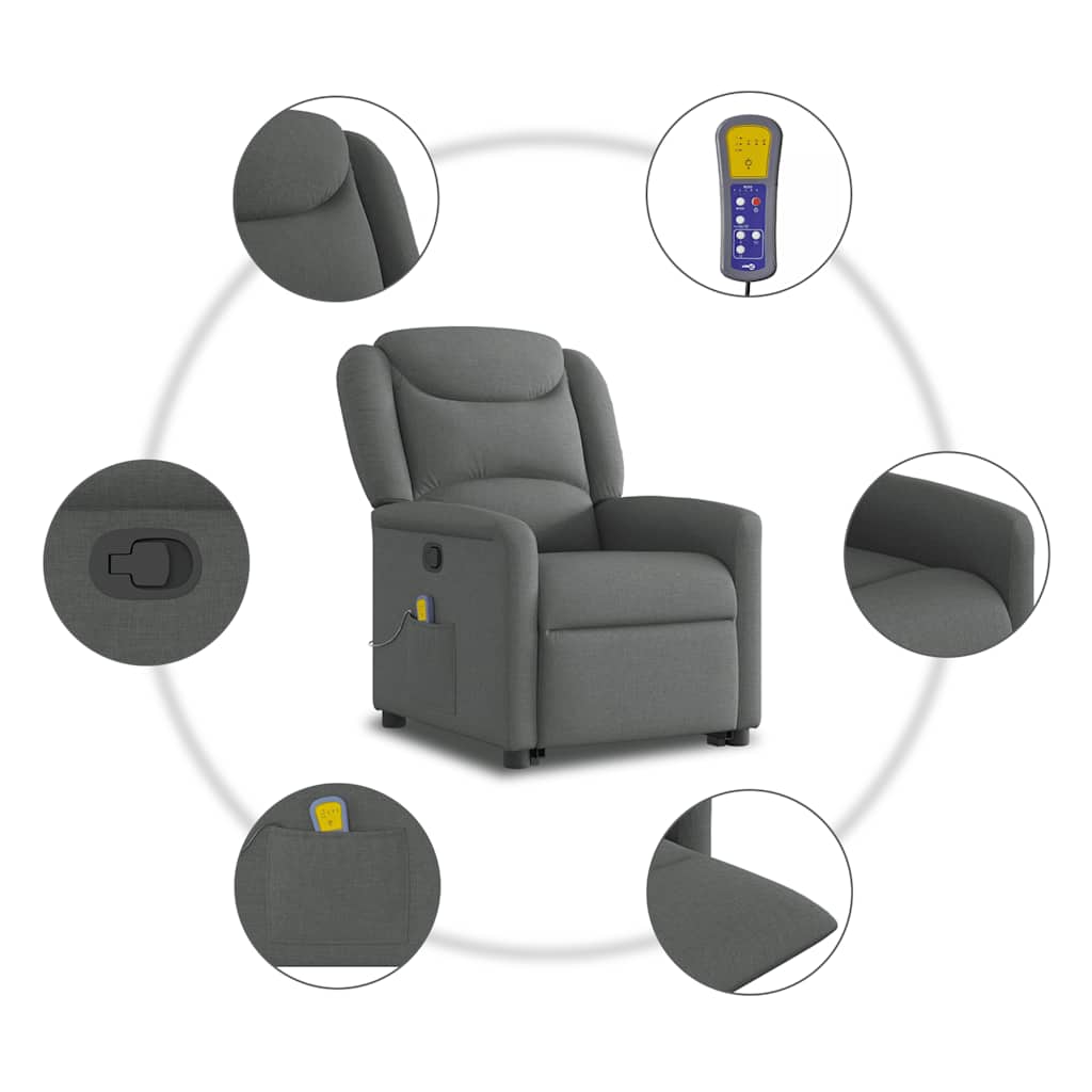 Sta-op-massagestoel verstelbaar stof donkergrijs is nu te koop bij PeponiXL, paradijselijk wonen!