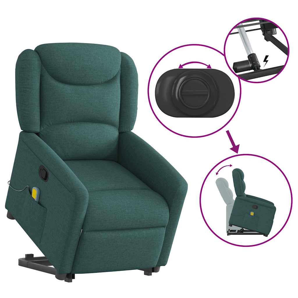 Sta-op-massagestoel verstelbaar stof donkergroen is nu te koop bij PeponiXL, paradijselijk wonen!