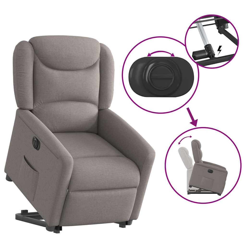 Sta-op-stoel elektrisch verstelbaar stof taupe is nu te koop bij PeponiXL, paradijselijk wonen!