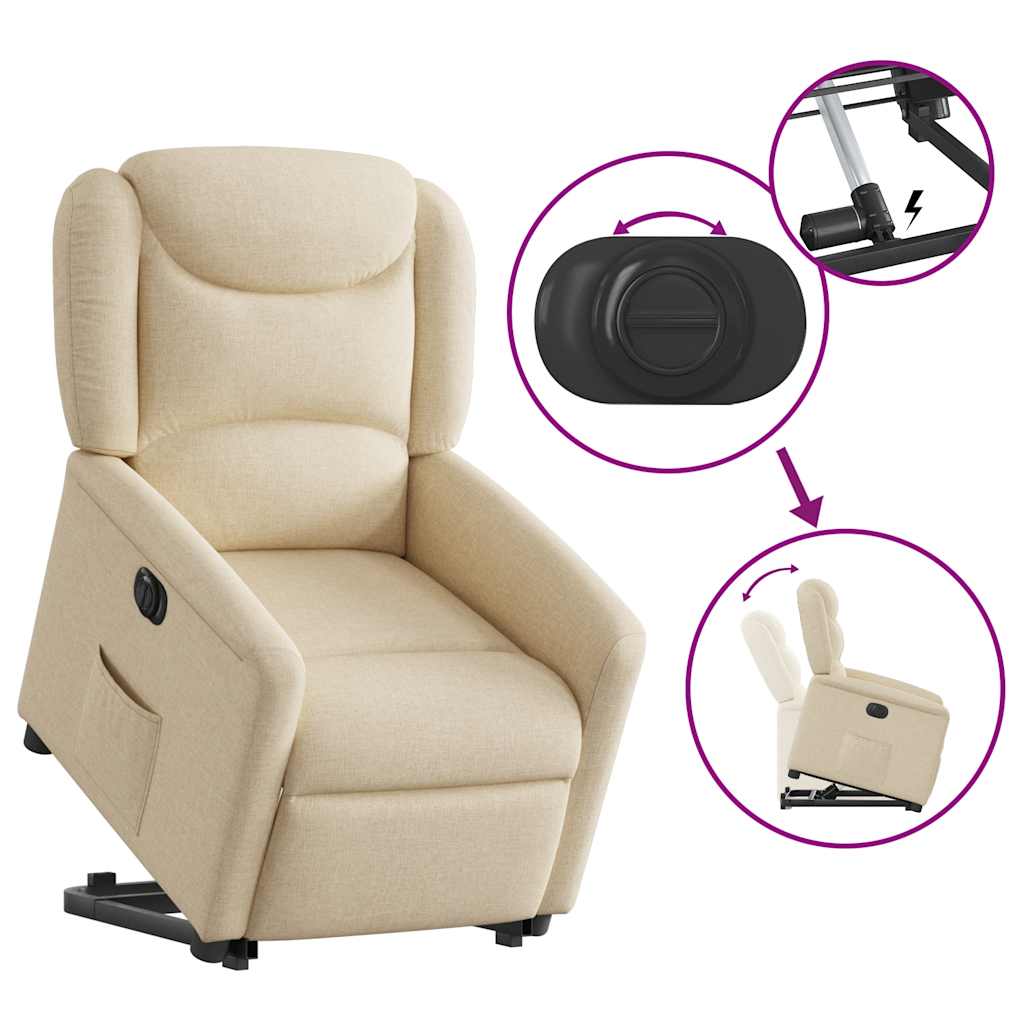 Sta-op-stoel elektrisch verstelbaar stof crèmekleurig is nu te koop bij PeponiXL, paradijselijk wonen!
