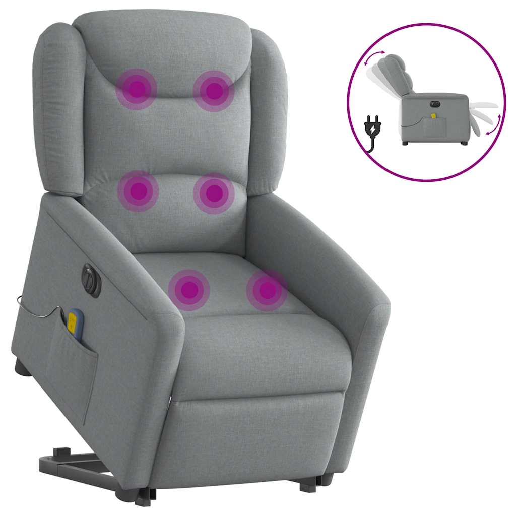 Sta-op-massagestoel elektrisch verstelbaar stof lichtgrijs is nu te koop bij PeponiXL, paradijselijk wonen!