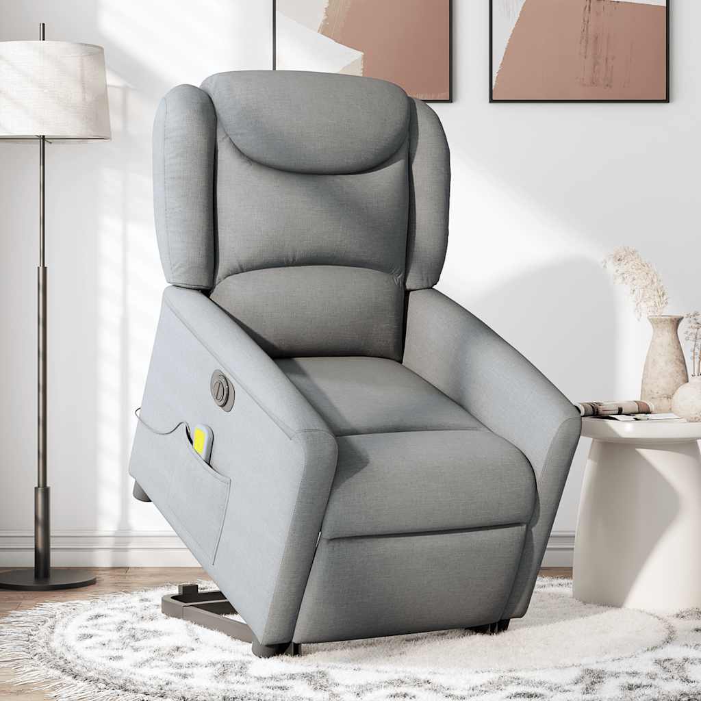 Sta-op-massagestoel elektrisch verstelbaar stof lichtgrijs is nu te koop bij PeponiXL, paradijselijk wonen!