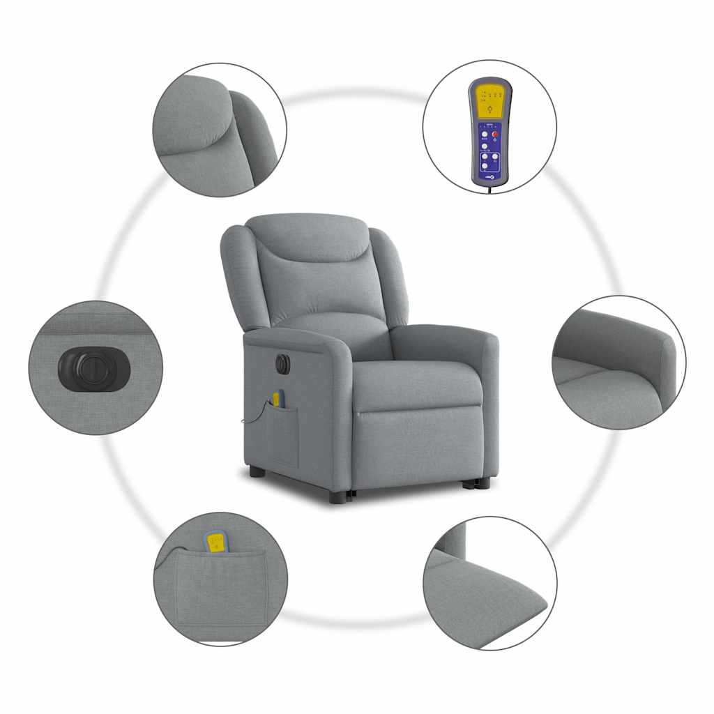 Sta-op-massagestoel elektrisch verstelbaar stof lichtgrijs is nu te koop bij PeponiXL, paradijselijk wonen!