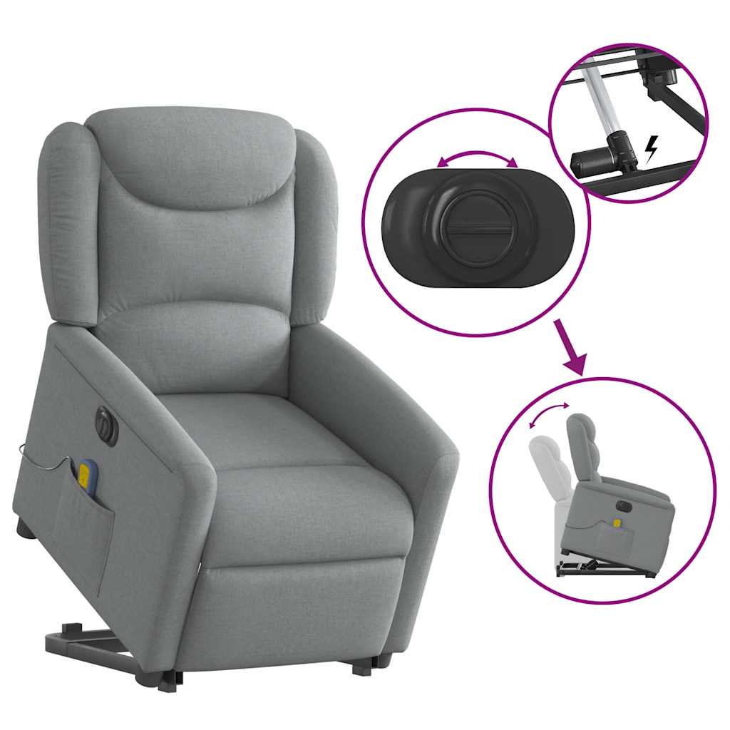 Sta-op-massagestoel elektrisch verstelbaar stof lichtgrijs is nu te koop bij PeponiXL, paradijselijk wonen!
