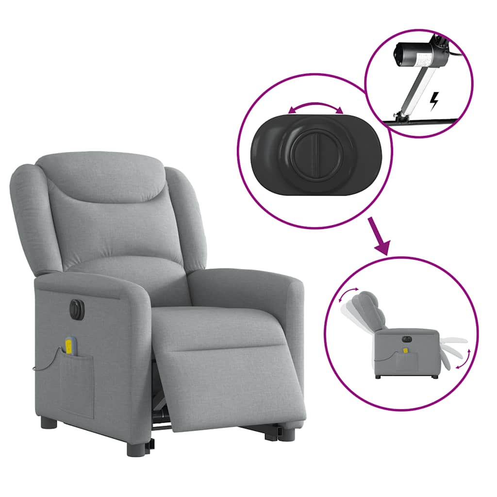 Sta-op-massagestoel elektrisch verstelbaar stof lichtgrijs is nu te koop bij PeponiXL, paradijselijk wonen!