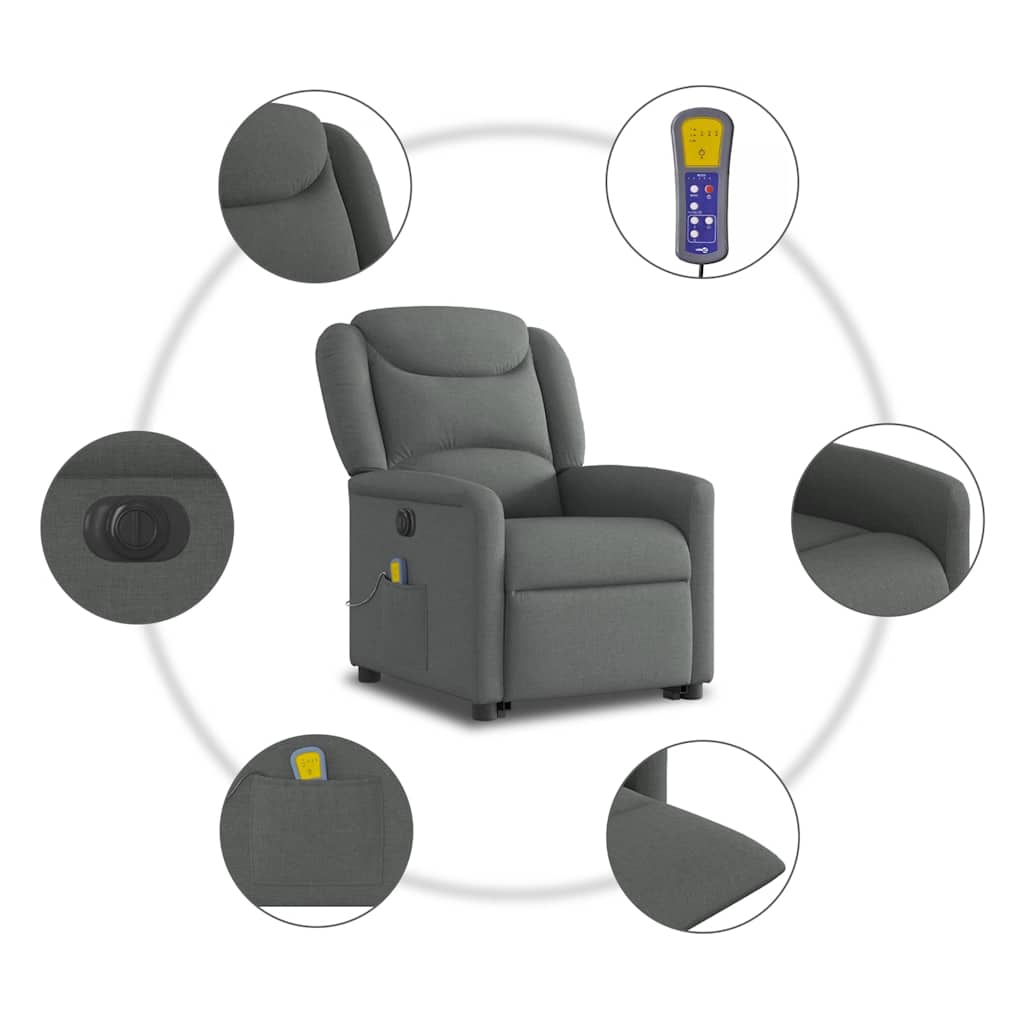 Sta-op-massagestoel elektrisch verstelbaar stof donkergrijs is nu te koop bij PeponiXL, paradijselijk wonen!