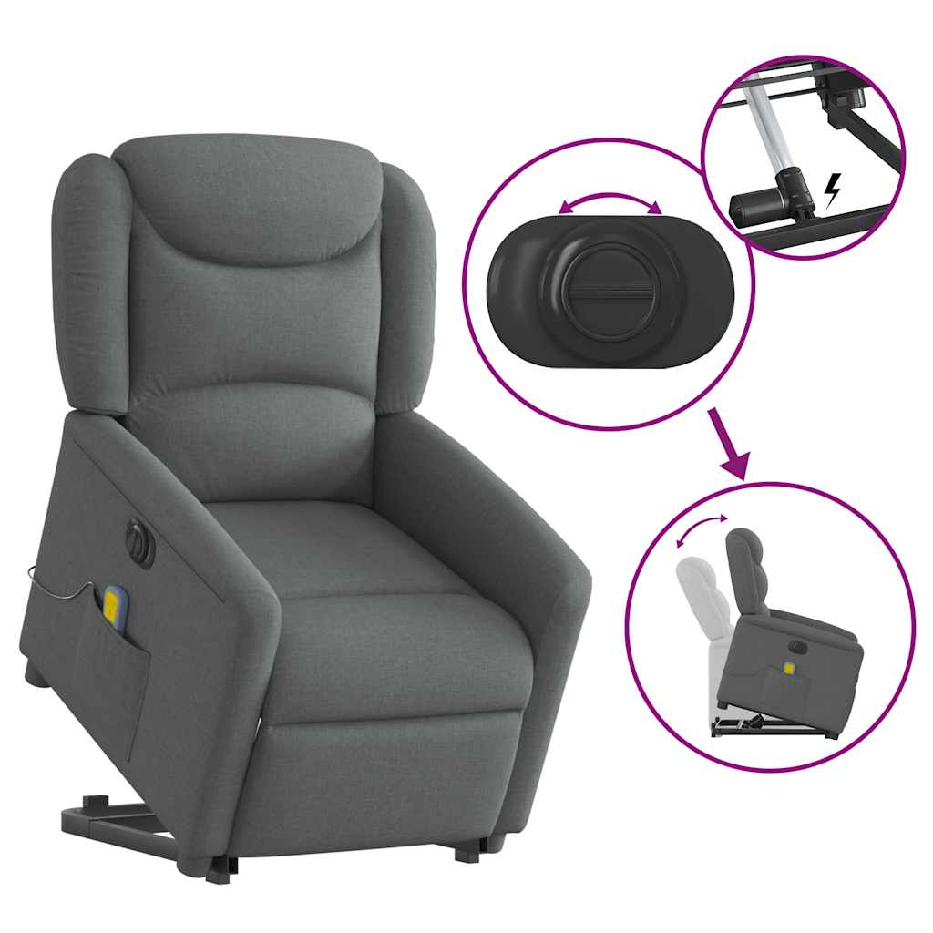 Sta-op-massagestoel elektrisch verstelbaar stof donkergrijs is nu te koop bij PeponiXL, paradijselijk wonen!