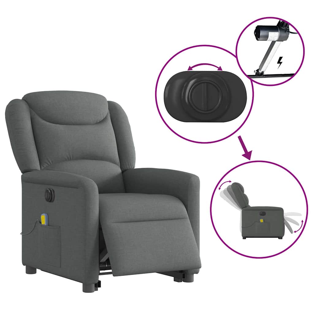 Sta-op-massagestoel elektrisch verstelbaar stof donkergrijs is nu te koop bij PeponiXL, paradijselijk wonen!