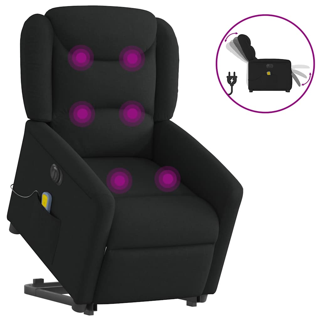 Sta-op-massagestoel elektrisch verstelbaar stof zwart is nu te koop bij PeponiXL, paradijselijk wonen!