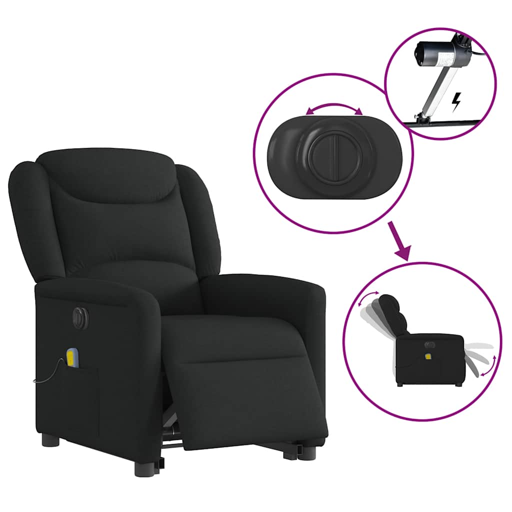 Sta-op-massagestoel elektrisch verstelbaar stof zwart is nu te koop bij PeponiXL, paradijselijk wonen!
