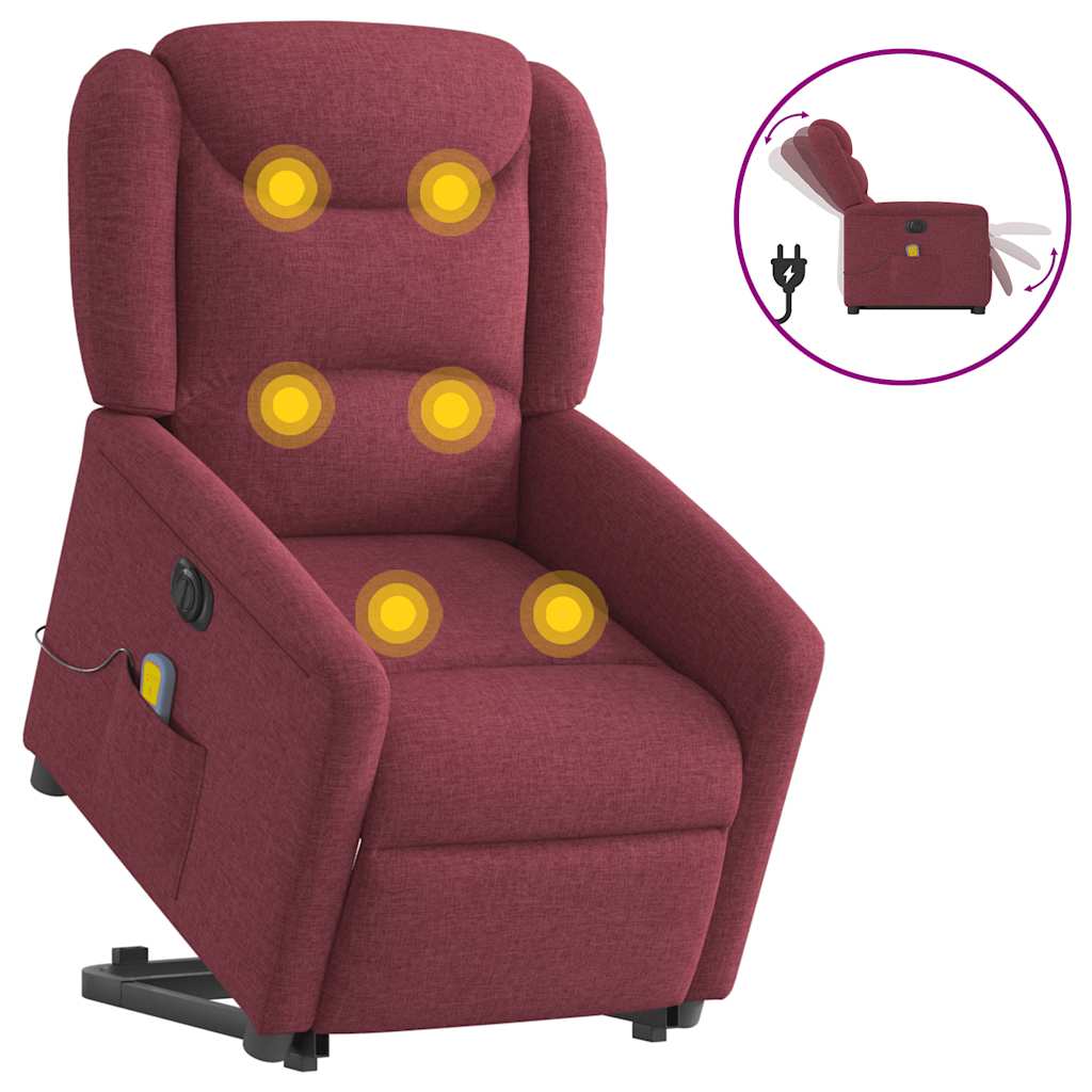Sta-op-massagestoel elektrisch verstelbaar stof wijnrood is nu te koop bij PeponiXL, paradijselijk wonen!