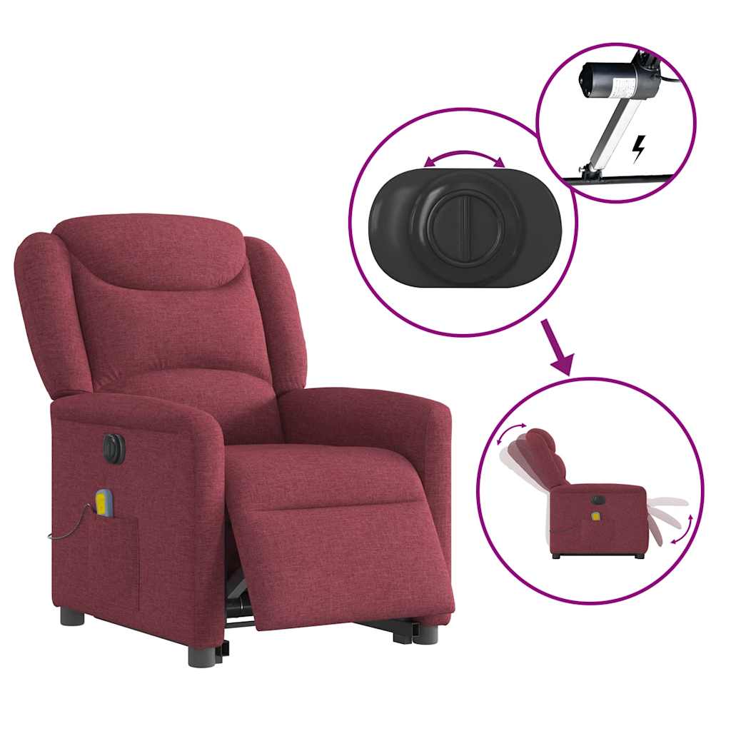 Sta-op-massagestoel elektrisch verstelbaar stof wijnrood is nu te koop bij PeponiXL, paradijselijk wonen!