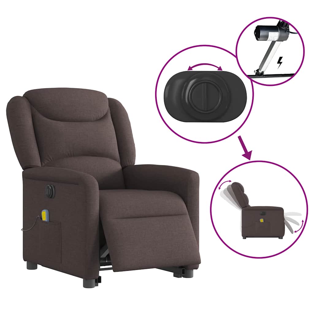 Sta-op-massagestoel elektrisch verstelbaar stof donkerbruin is nu te koop bij PeponiXL, paradijselijk wonen!