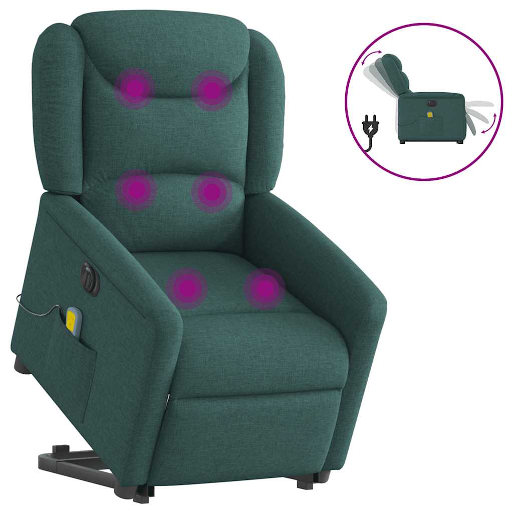 Sta-op-massagestoel elektrisch verstelbaar stof donkergroen is nu te koop bij PeponiXL, paradijselijk wonen!