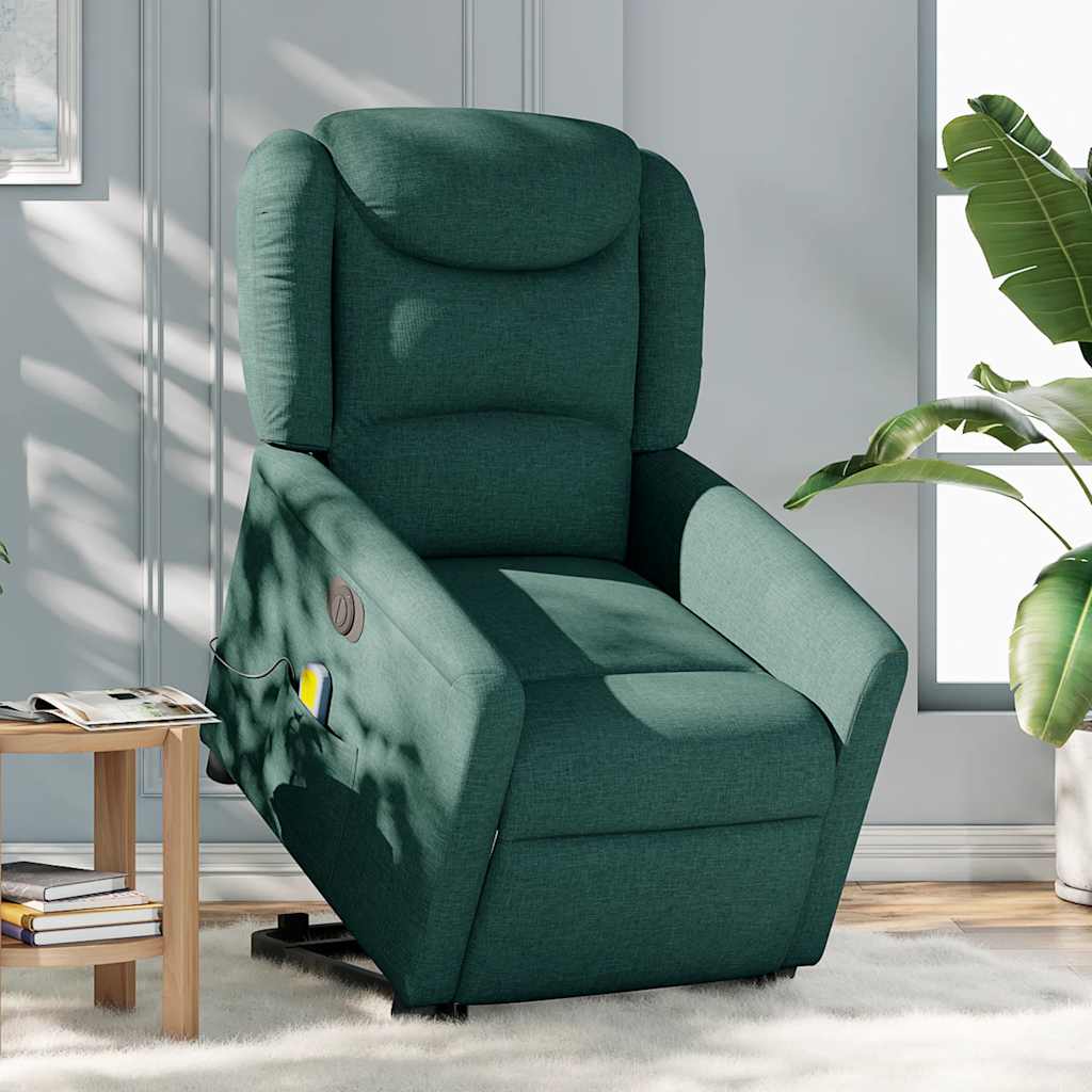 Sta-op-massagestoel elektrisch verstelbaar stof donkergroen is nu te koop bij PeponiXL, paradijselijk wonen!