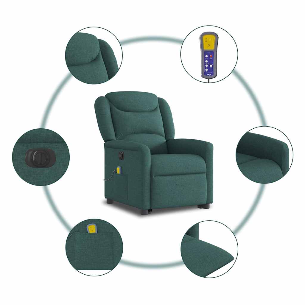 Sta-op-massagestoel elektrisch verstelbaar stof donkergroen is nu te koop bij PeponiXL, paradijselijk wonen!