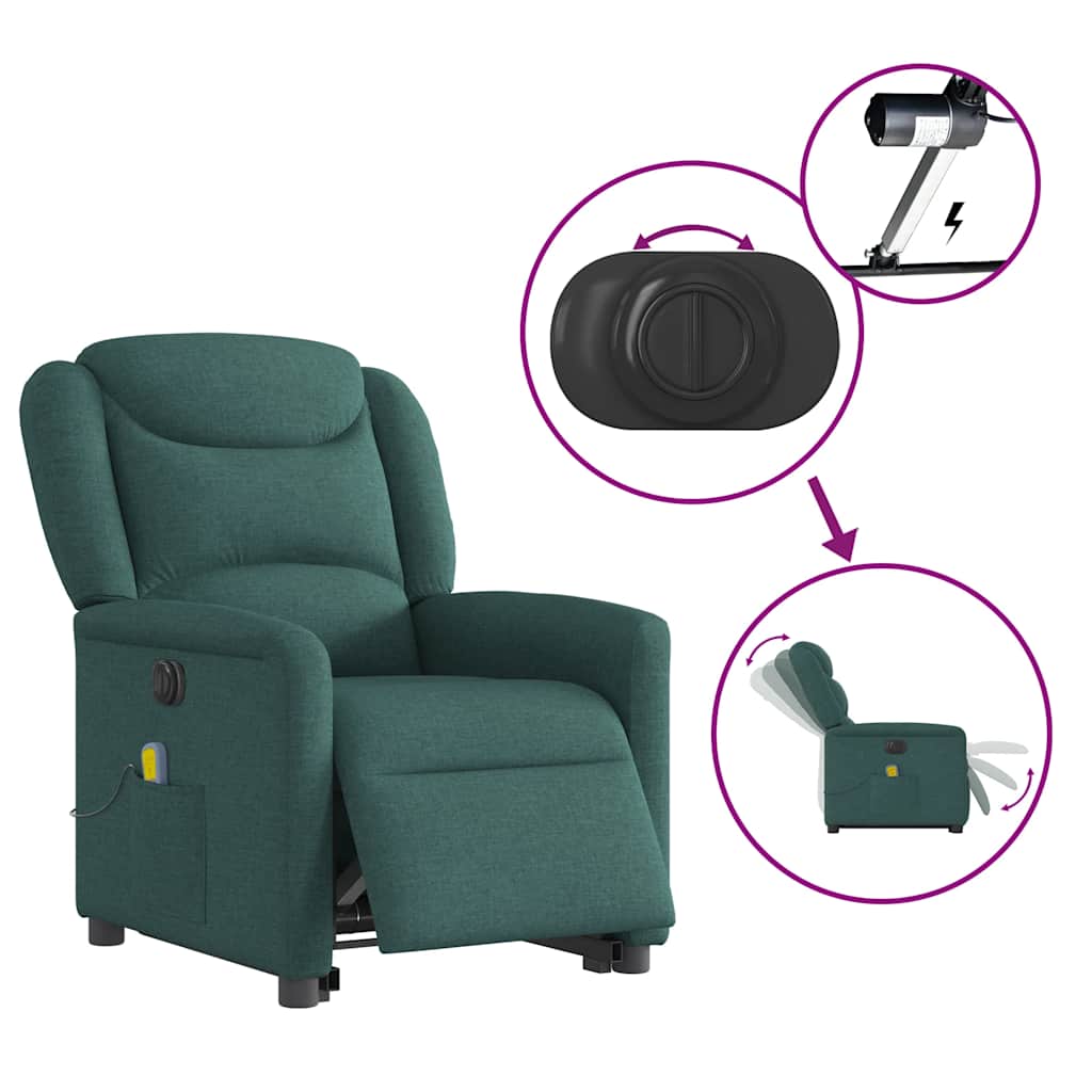 Sta-op-massagestoel elektrisch verstelbaar stof donkergroen is nu te koop bij PeponiXL, paradijselijk wonen!