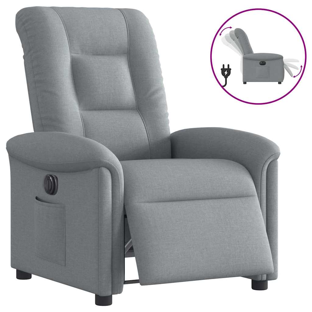 Fauteuil elektrisch verstelbaar stof lichtgrijs is nu te koop bij PeponiXL, paradijselijk wonen!