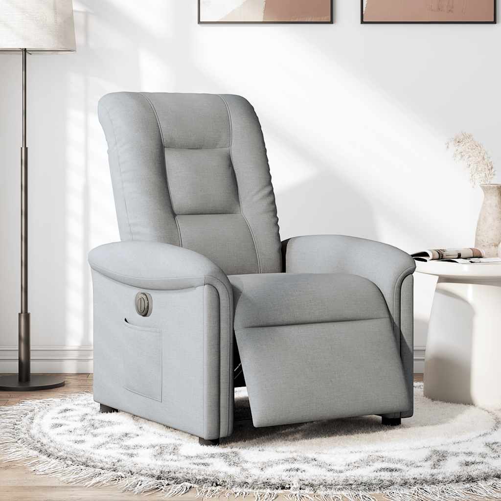 Fauteuil elektrisch verstelbaar stof lichtgrijs is nu te koop bij PeponiXL, paradijselijk wonen!