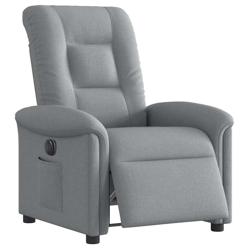 Fauteuil elektrisch verstelbaar stof lichtgrijs is nu te koop bij PeponiXL, paradijselijk wonen!