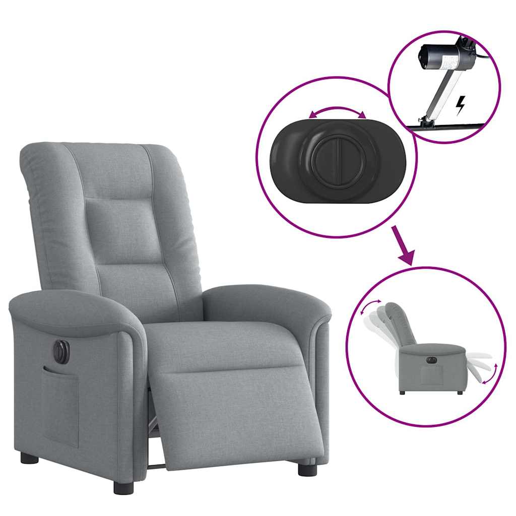 Fauteuil elektrisch verstelbaar stof lichtgrijs is nu te koop bij PeponiXL, paradijselijk wonen!