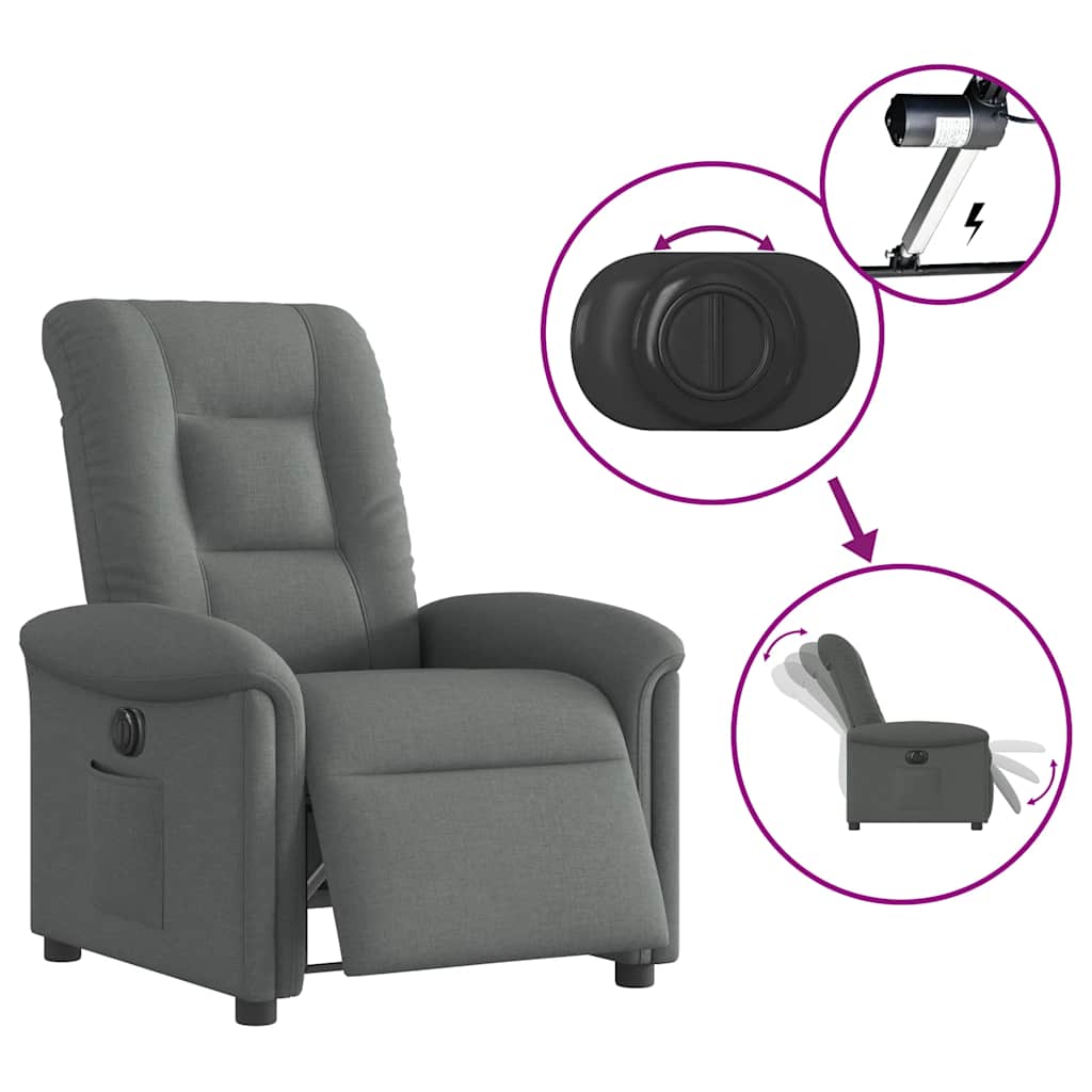 Fauteuil elektrisch verstelbaar stof donkergrijs is nu te koop bij PeponiXL, paradijselijk wonen!