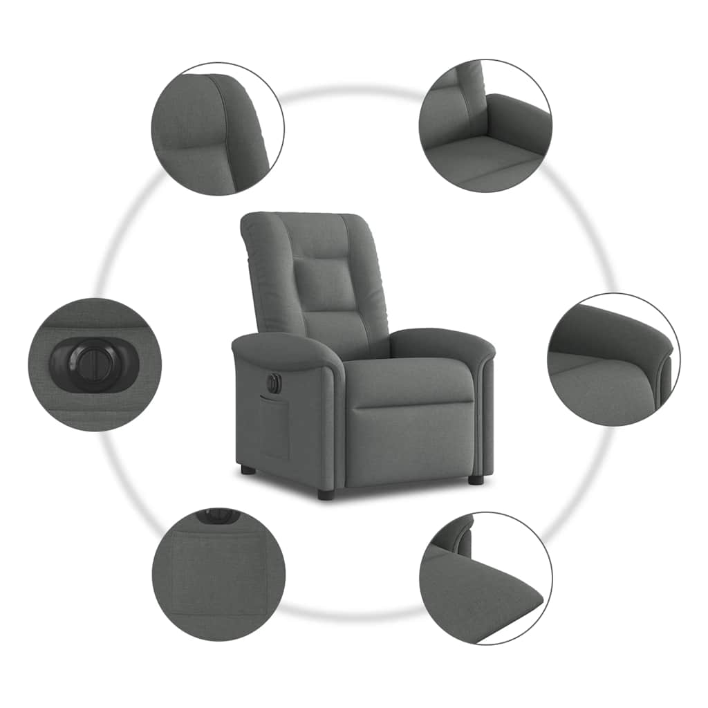 Fauteuil elektrisch verstelbaar stof donkergrijs is nu te koop bij PeponiXL, paradijselijk wonen!
