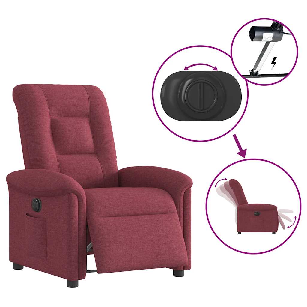 Fauteuil verstelbaar elektrisch stof wijnrood is nu te koop bij PeponiXL, paradijselijk wonen!