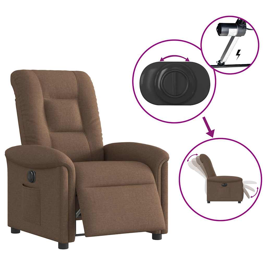 Fauteuil verstelbaar elektrisch stof bruin is nu te koop bij PeponiXL, paradijselijk wonen!