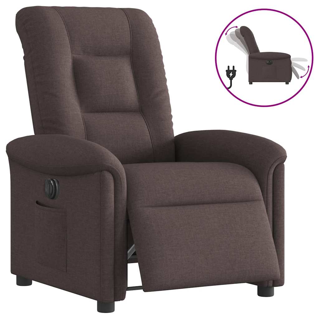 Fauteuil verstelbaar elektrisch stof donkerbruin is nu te koop bij PeponiXL, paradijselijk wonen!