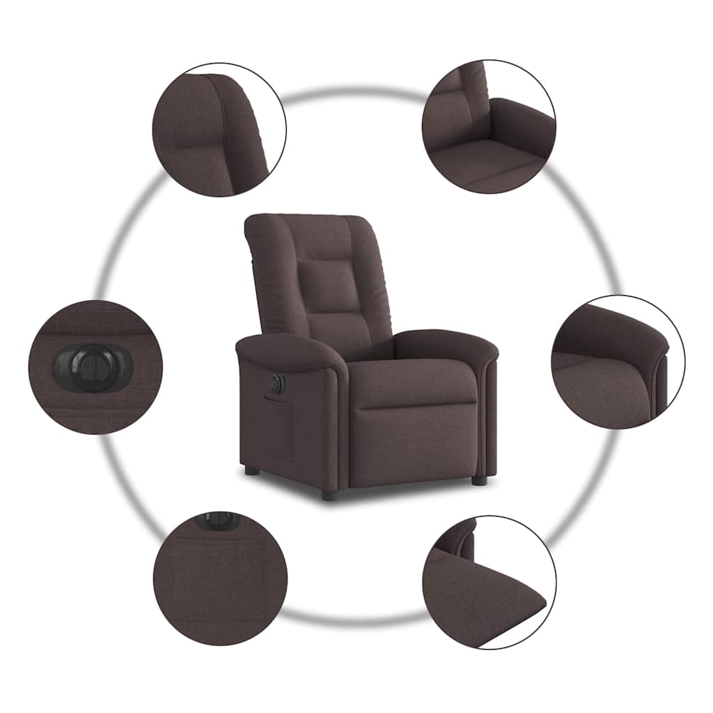 Fauteuil verstelbaar elektrisch stof donkerbruin is nu te koop bij PeponiXL, paradijselijk wonen!