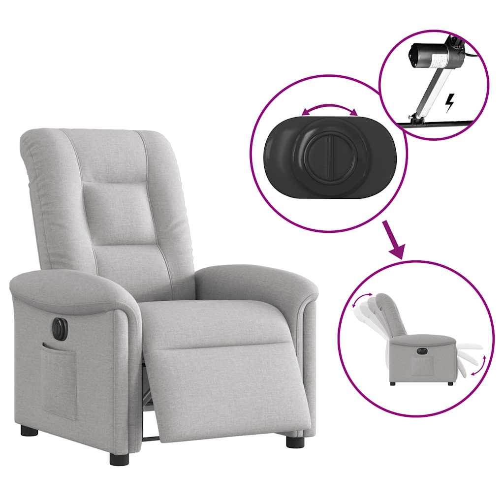 Fauteuil elektrisch verstelbaar stof wolk grijs is nu te koop bij PeponiXL, paradijselijk wonen!