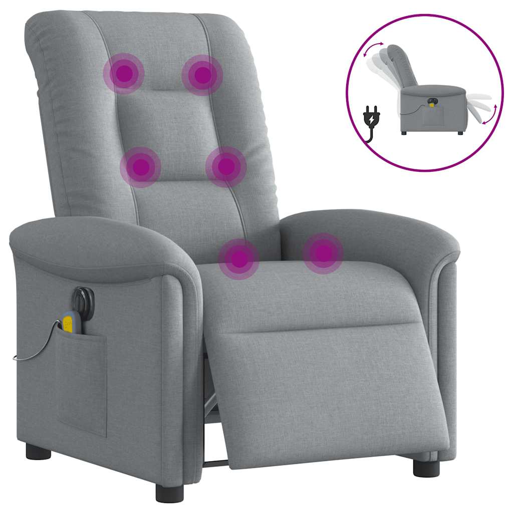 Massagestoel elektrisch verstelbaar stof lichtgrijs is nu te koop bij PeponiXL, paradijselijk wonen!