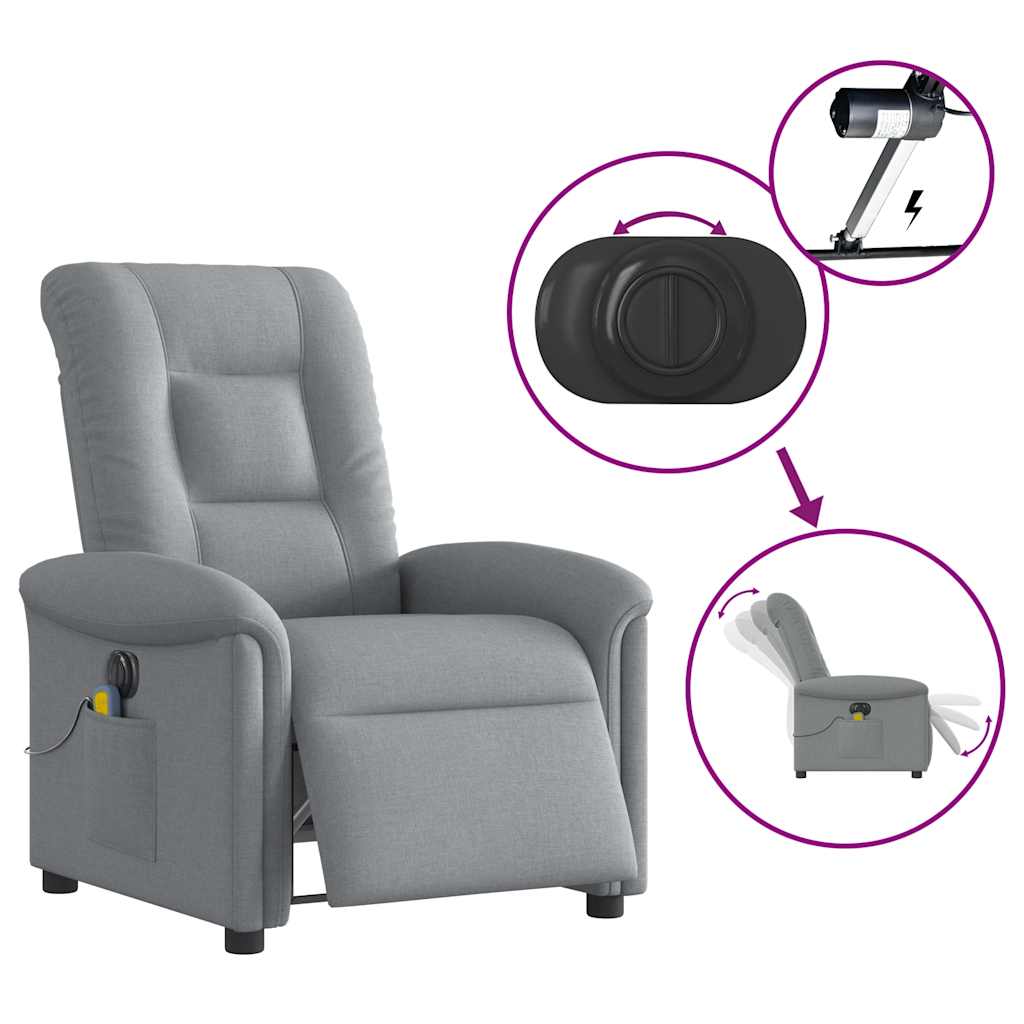 Massagestoel elektrisch verstelbaar stof lichtgrijs is nu te koop bij PeponiXL, paradijselijk wonen!