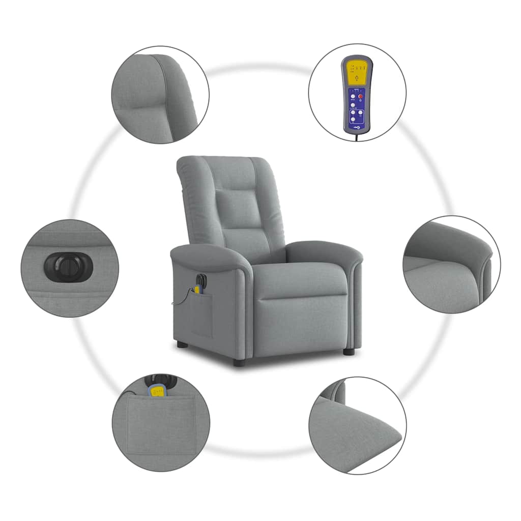 Massagestoel elektrisch verstelbaar stof lichtgrijs is nu te koop bij PeponiXL, paradijselijk wonen!