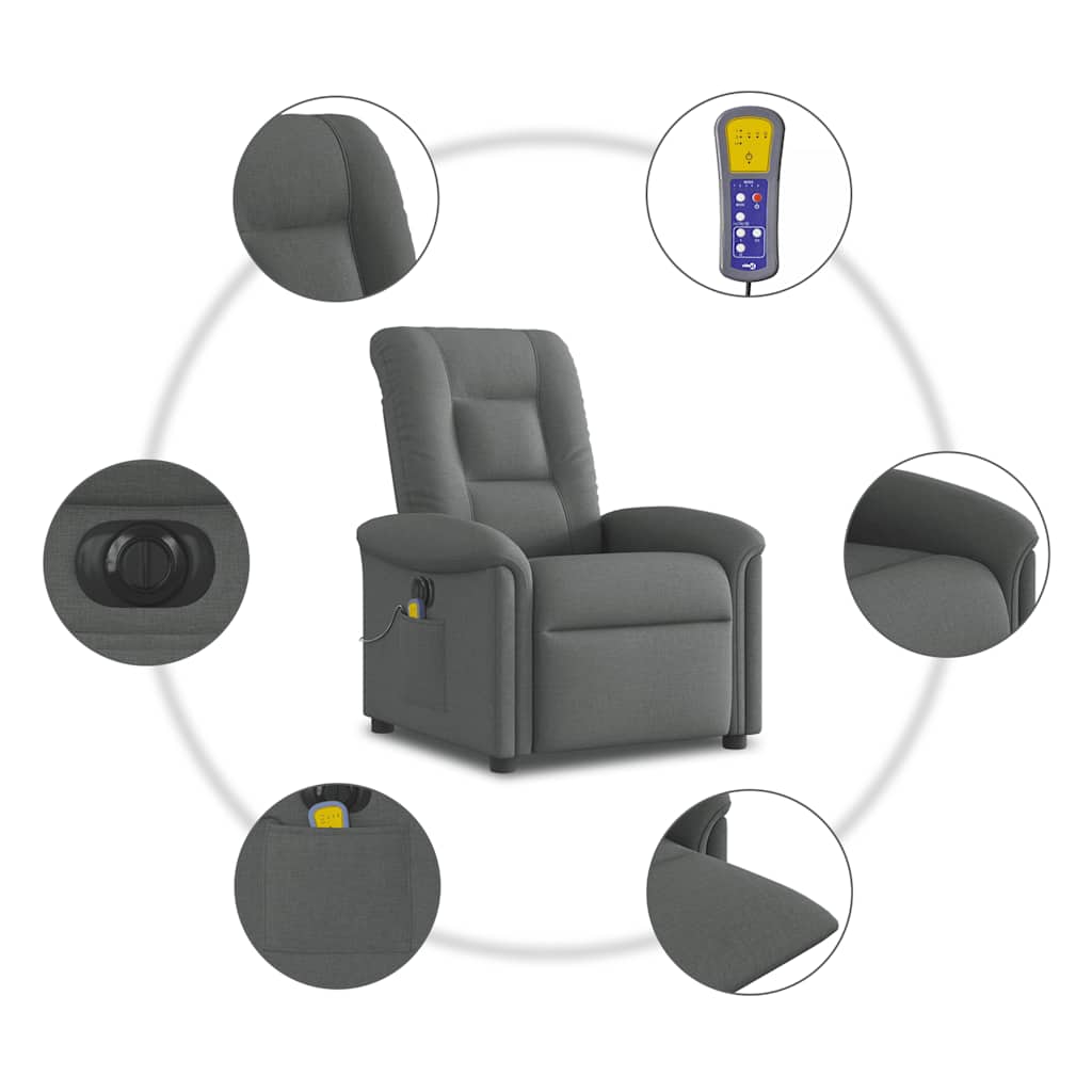 Massagestoel elektrisch verstelbaar stof donkergrijs is nu te koop bij PeponiXL, paradijselijk wonen!