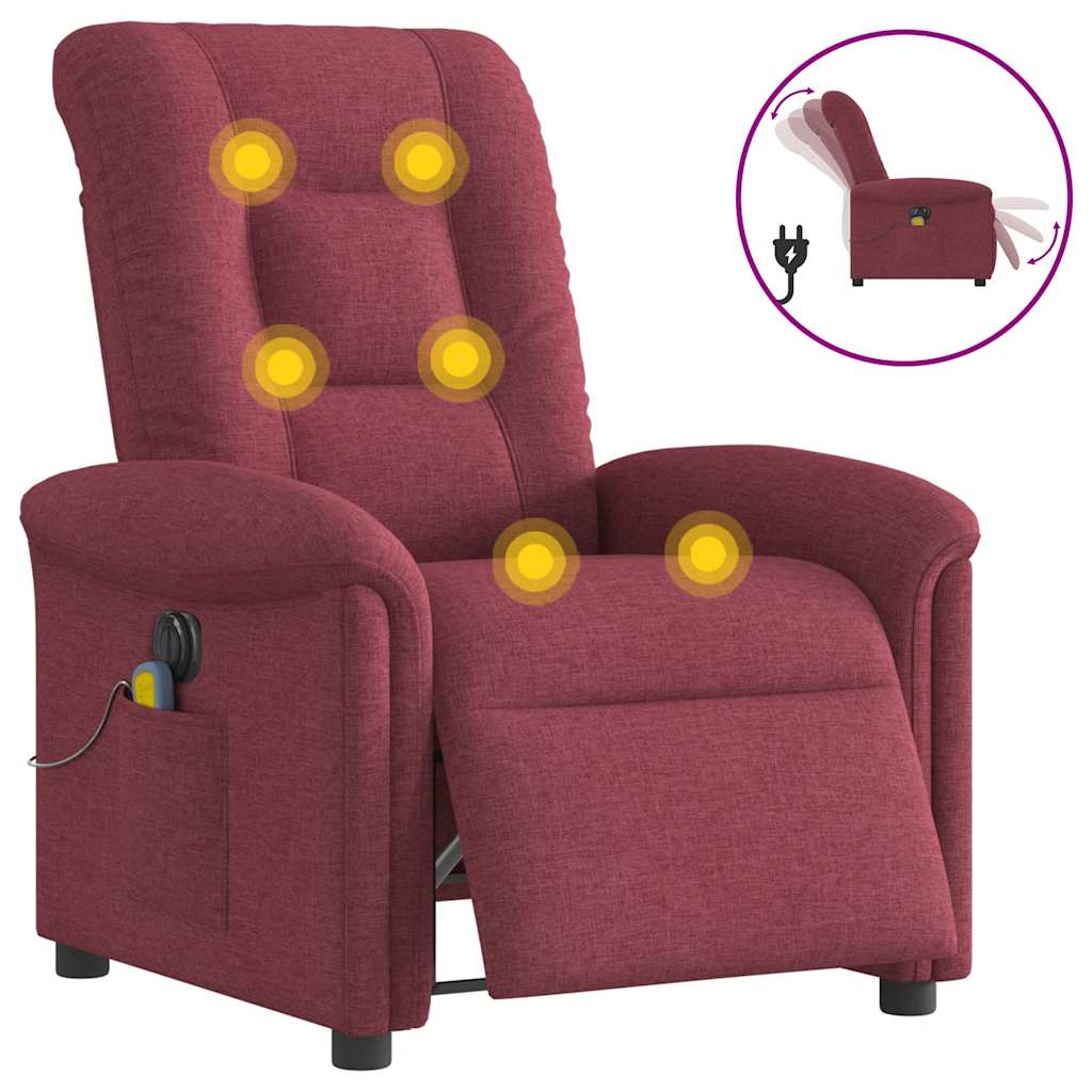 Massagestoel elektrisch verstelbaar stof wijnrood is nu te koop bij PeponiXL, paradijselijk wonen!