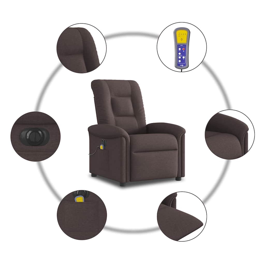 Massagestoel elektrisch verstelbaar stof donkerbruin is nu te koop bij PeponiXL, paradijselijk wonen!