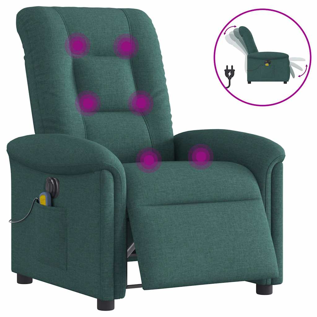 Massagestoel elektrisch verstelbaar stof donkergroen is nu te koop bij PeponiXL, paradijselijk wonen!