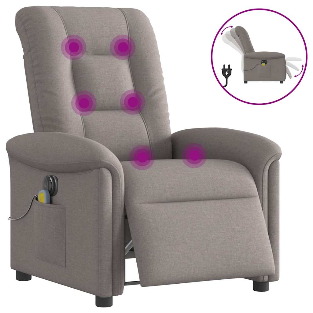 Massagestoel elektrisch verstelbaar stof taupe is nu te koop bij PeponiXL, paradijselijk wonen!