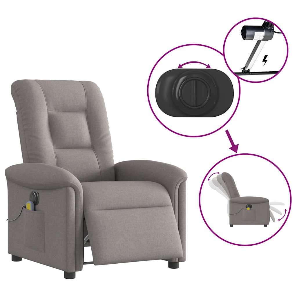 Massagestoel elektrisch verstelbaar stof taupe is nu te koop bij PeponiXL, paradijselijk wonen!