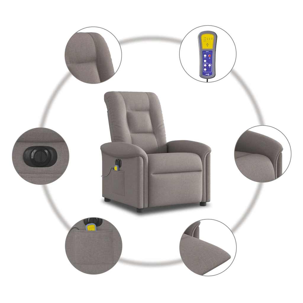 Massagestoel elektrisch verstelbaar stof taupe is nu te koop bij PeponiXL, paradijselijk wonen!