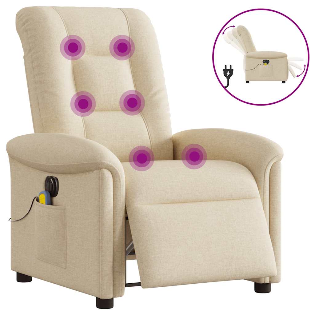 Massagestoel elektrisch verstelbaar stof crèmekleurig is nu te koop bij PeponiXL, paradijselijk wonen!