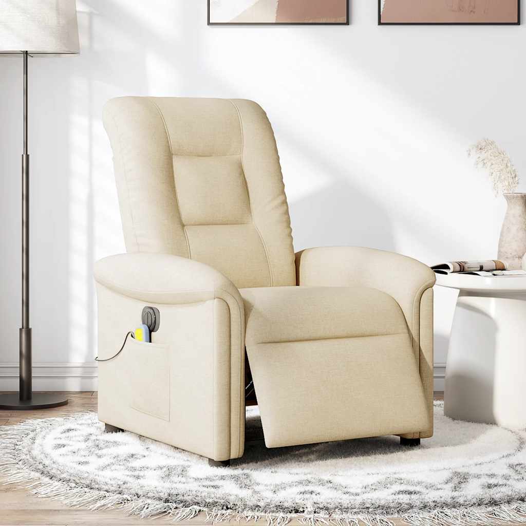 Massagestoel elektrisch verstelbaar stof crèmekleurig is nu te koop bij PeponiXL, paradijselijk wonen!