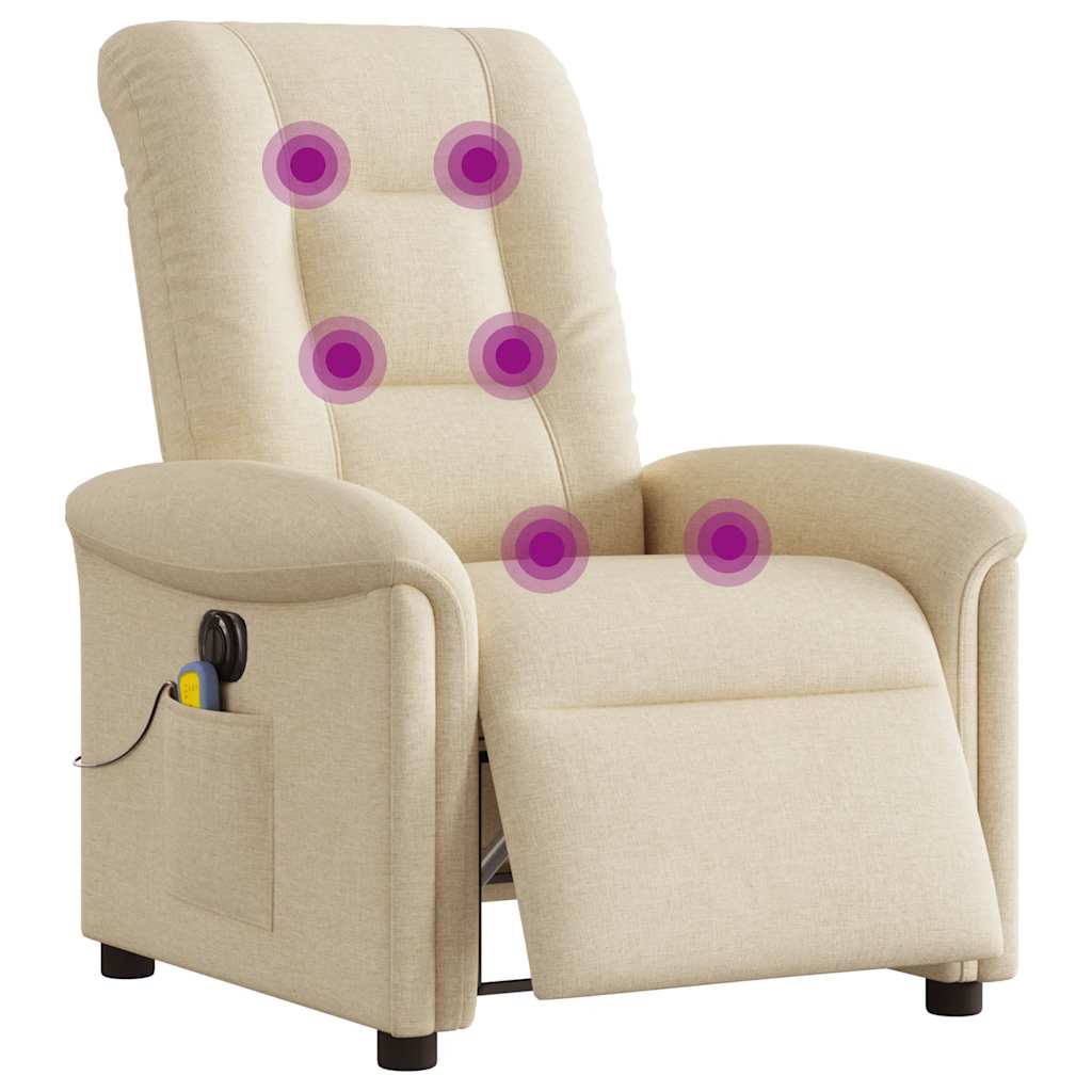 Massagestoel elektrisch verstelbaar stof crèmekleurig is nu te koop bij PeponiXL, paradijselijk wonen!